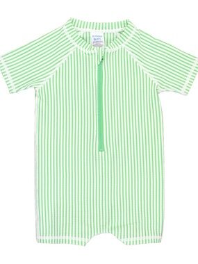 Rugged Butts Spring Green Seersucker One Piece Rash Guard 6-12M NWT